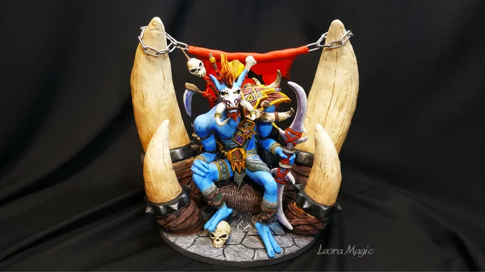 Shadow Hunter Vol'jin based on World of Warcraft - My, Warcraft, World of warcraft, Polymer clay, Figurines, Craft, Handmade, Blizzard, Лепка, Painting miniatures, Games, Collecting, Modeling, Troll, Warcraft 3, Collectible figurines, Presents, Game art, Longpost