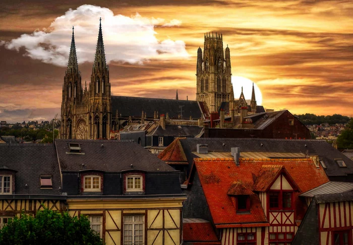Rouen Landscape - Rouen, France, Professional shooting, The cathedral, House, Landscape, Architecture, sights, Town