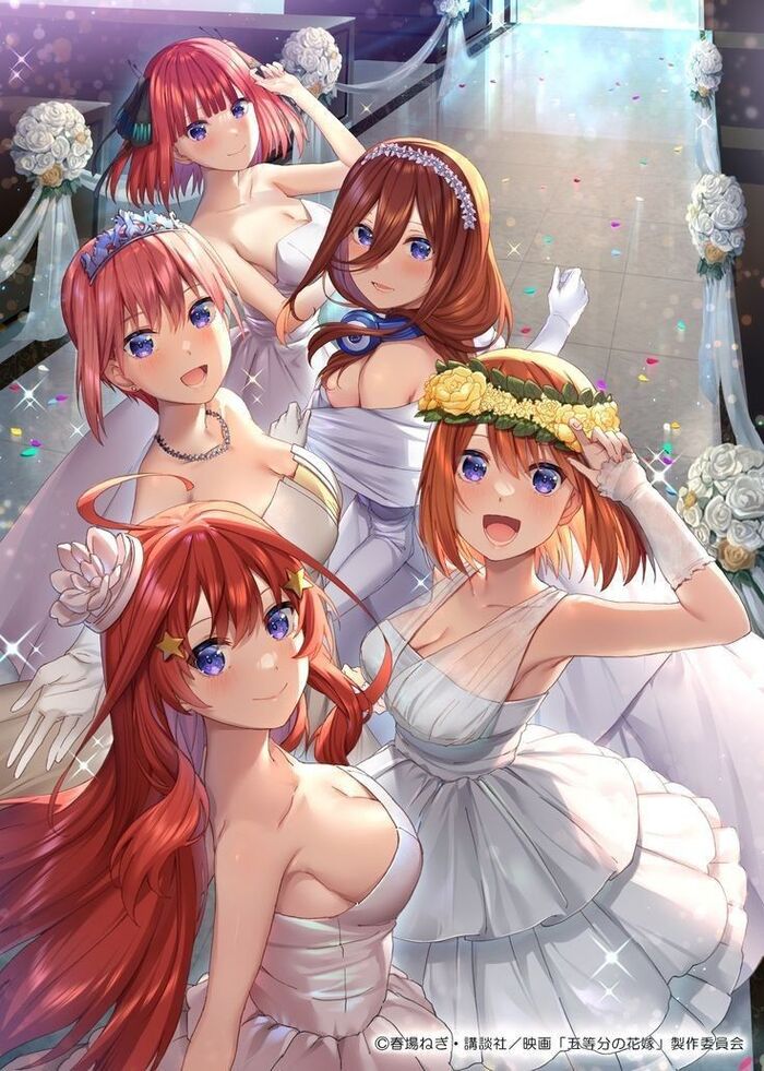   Anime Art, , Nino Nakano, Nakano Miku, Ichika Nakano, Nakano Yotsuba, Nakano Itsuki, Gotoubun No Hanayome