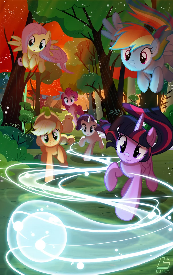 follow the flame - My little pony, PonyArt, Light262, Twilight sparkle, Rainbow dash, Applejack, Rarity, Fluttershy, Pinkie pie