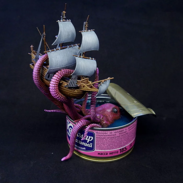 Very fresh squid - My, Miniature, Painting miniatures, Modeling, Figurines, Cthulhu, Needlework without process, Stand modeling