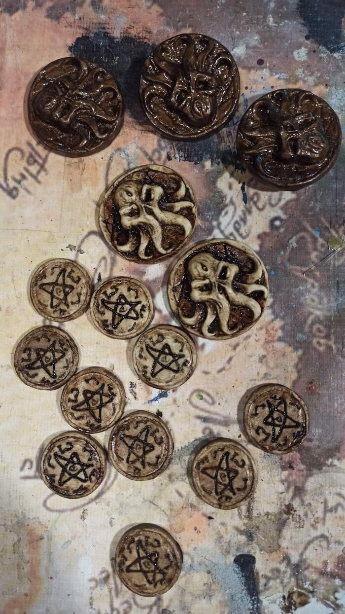 Tokens with the sign of the ancients - My, Kai Yara, Needlework without process, Sculpture, Cthulhu, Howard Phillips Lovecraft