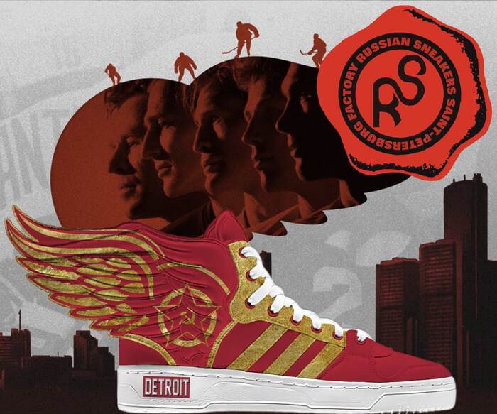 Detroit red wings sneakers - My, Nostalgia, Design, Sneakers, Red Wings