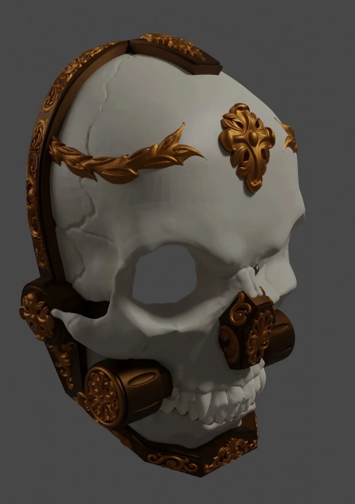 skull mask - My, 3D печать, Craft, 3D modeling, Blender, Cosplay, Scull, Mask, Longpost