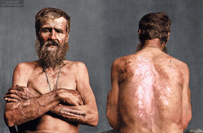 Portrait of a convict (Nerchinsk, 1891, colorization) - Российская империя, Penal servitude, The photo