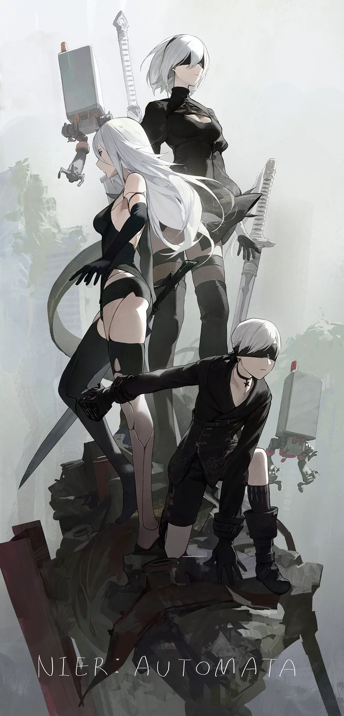 Nier: Automata - NIER Automata, Yorha unit No 2 type B, Yorha unit No 2 type a, Yorha unit no 9 type S, Art, Games