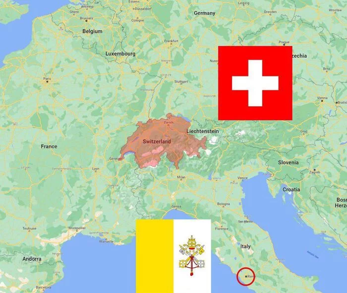 Only two countries in the world (Vatican City and Switzerland) have a square flag. - My, Interesting, Cards, Informative, Facts, Europe