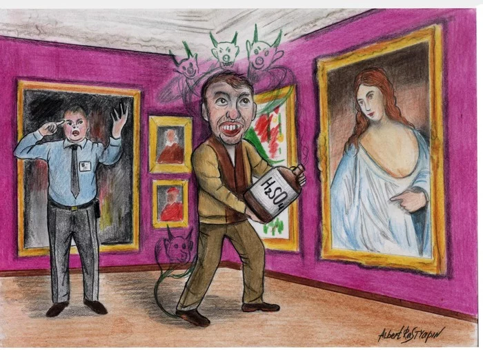 Masterpiece Pests - My, Museum, Painting, Vandalism, Hooligans, Satire, Caricature