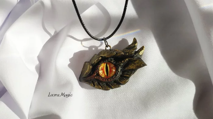 Pendant Dragon Eye - My, Handmade, Polymer clay, Лепка, Decoration, With your own hands, Pendant, The Dragon, Eyes, Creation, Presents, Eye of the Dragon, Fantasy, Dark fantasy