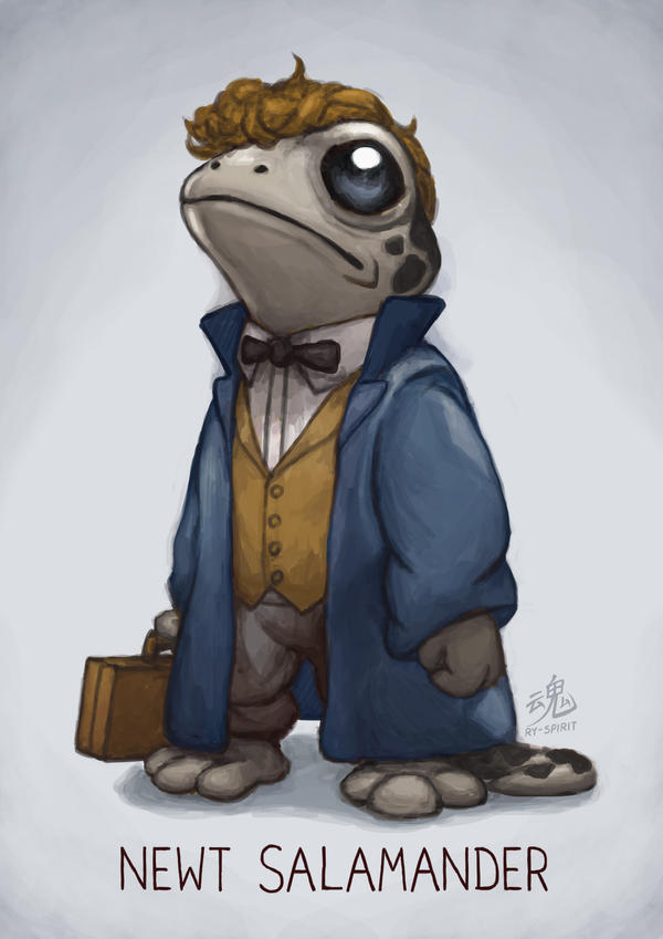 WHO AM I?! - Harry Potter, Newt Scamander, Lizard, Salamander, Humor, Ry-Spirit, Art, Longpost