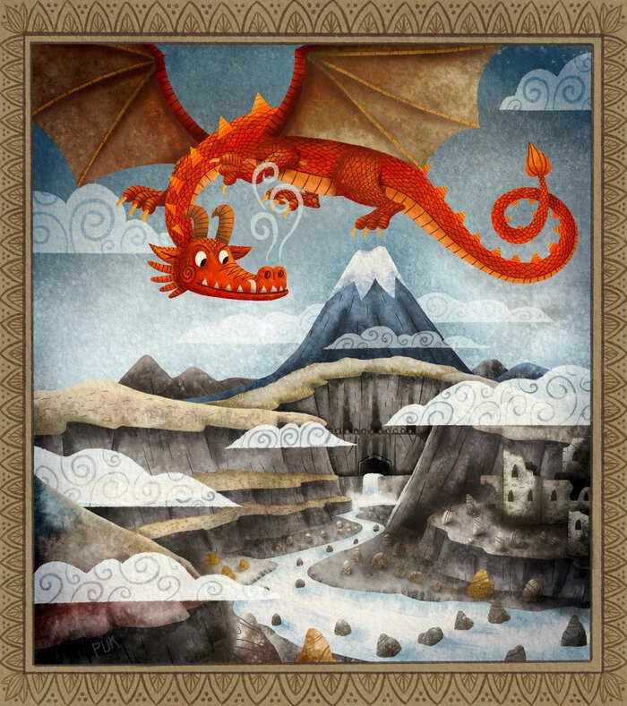 Tolkien's world in cute illustrations, part four and last - Lonely mountain, Oathbreaker, Army of the Dead, Nazgul, Longpost, Smaug, Bard, Frodo Baggins, cat, Rivendell, Gandalf, Minas Tirit, Art, Bilbo Baggins, Lord of the Rings, The hobbit