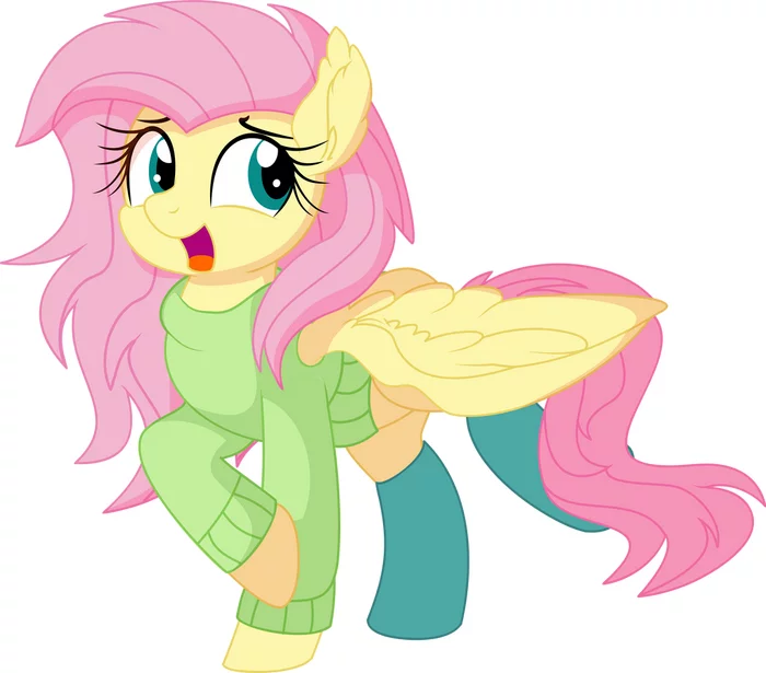 in a sweater - My little pony, PonyArt, Fluttershy, Cyan Lightning