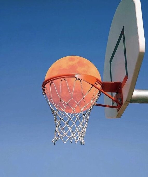 Moon in a basketball hoop - moon, Basketball hoop, Photoshop, The photo