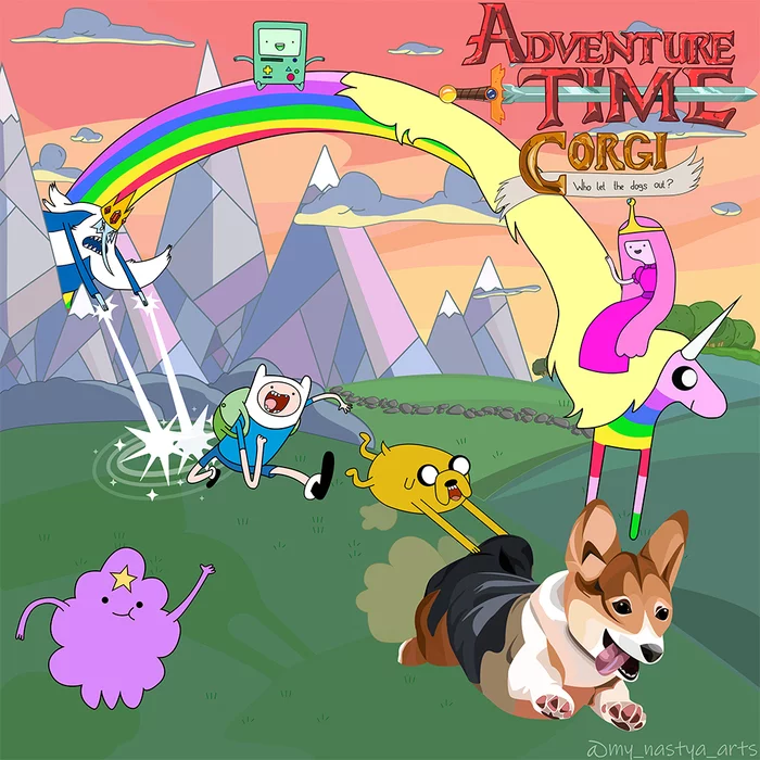 Corgi time - My, Adventure Time, Jake the dog, Corgi, Vectorart, Art