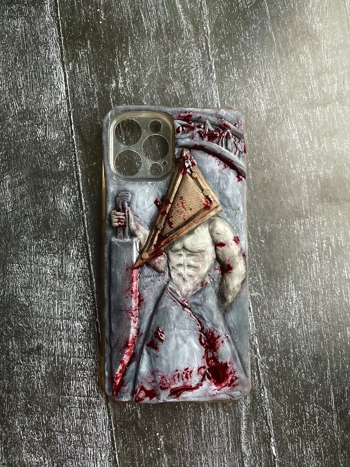 Pyramid Head - My, Silent Hill, Pyramid head, Horror, Case for phone, Handmade