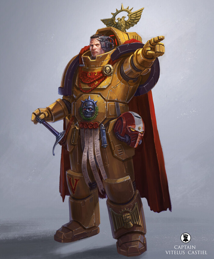 Captain Vitelus Castiel & Genestealer , ArtStation, Wh Art, Warhammer 40k, Primaris Space Marines, 