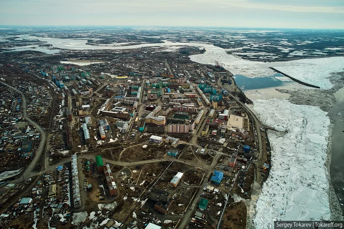Dudinka and the northernmost international port in Russia - My, Dudinka, Taimyr, Yenisei, Port, Siberia, Drone, Dji, DJI Mavic Air, Aerial photography, North, Quadcopter, Arctic, Krasnoyarsk region, Longpost