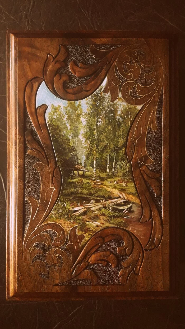 Casket with carvings and painting - My, Acrylic, Painting, Painting, Oil painting, Casket, Tree, Painting, Ivan Shishkin, Longpost