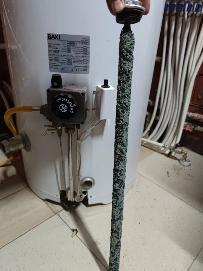 Replacing the magnesium anode in the boiler - My, Anode, Magnesium, Boiler, Corrosion, Water supply, Hot water, Longpost, Private house, Boiler room