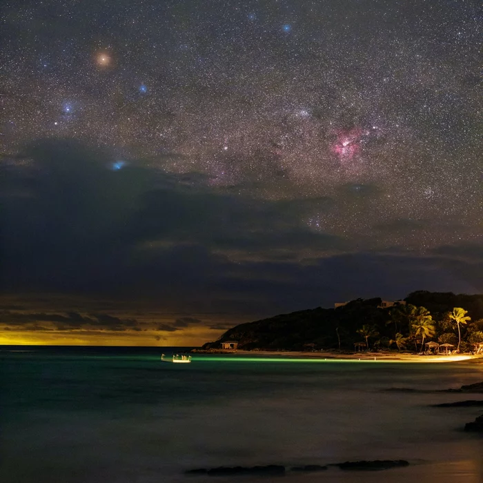 Milky Way over Antigua - Milky Way, Astrophoto, Landscape, Starry sky, Stars, Clouds
