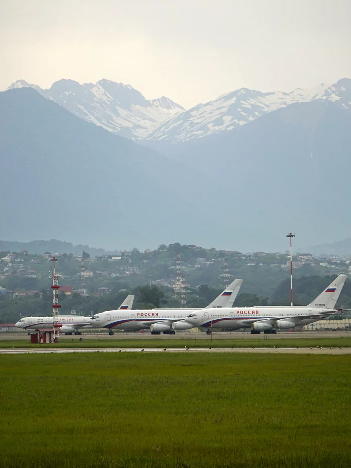 At the foot of the mountains - My, IL96, Flight Squad Russia, Aviation, The photo, Spotting, Sochi, Adler, Sirius, Longpost