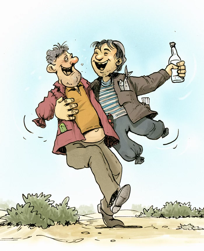 Today is friendship day - My, Caricature, Humor, friendship, Symbiosis, Company, Alcohol, Friends