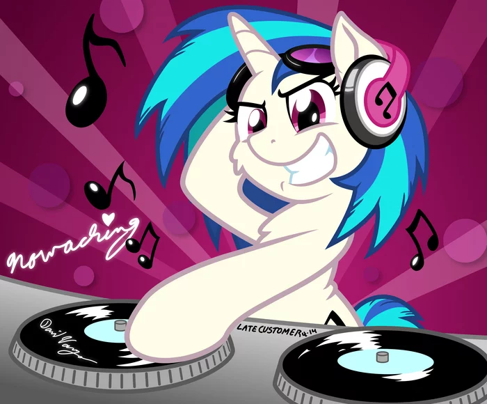 За любимым делом - My Little Pony, PonyArt, Vinyl Scratch, Latecustomer