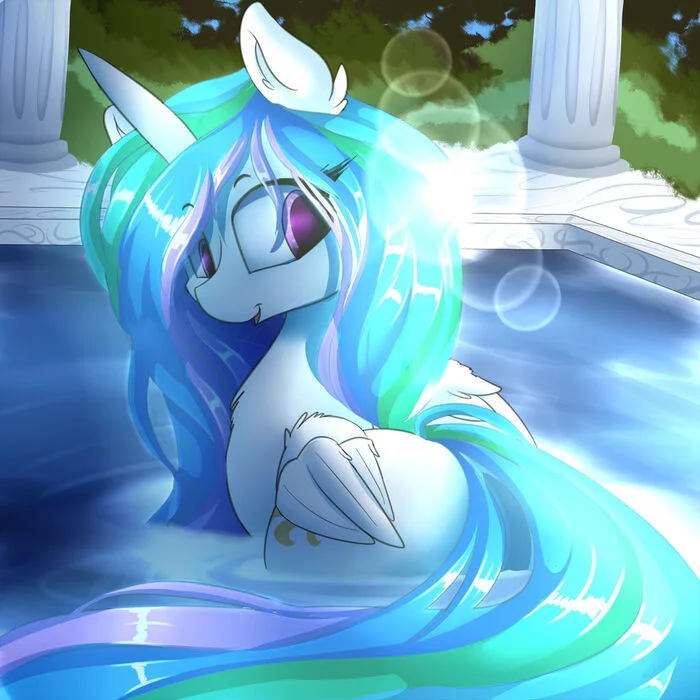 In a swimming pool - My little pony, PonyArt, Princess celestia, Madacon