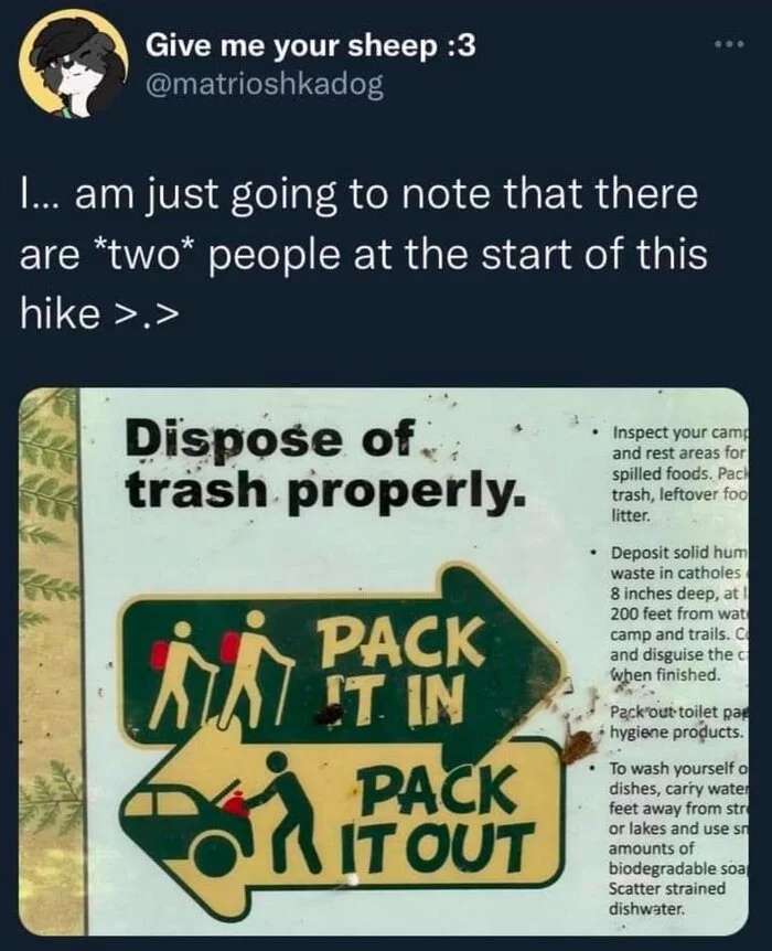 Dispose of your trash properly - Hike, Garbage, Twitter, Screenshot