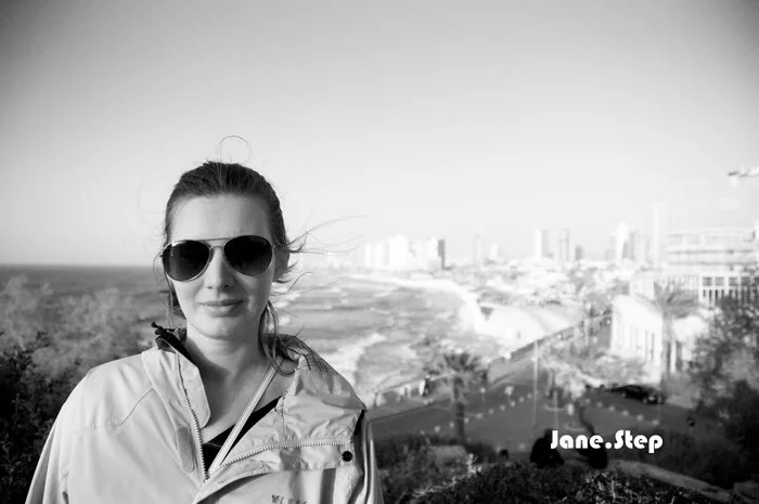 Sea. Landscape. Young woman - My, Tel Aviv, Bat Yam, Portrait, Girls, Black and white, Wife, Mediterranean Sea, PHOTOSESSION, Photographer