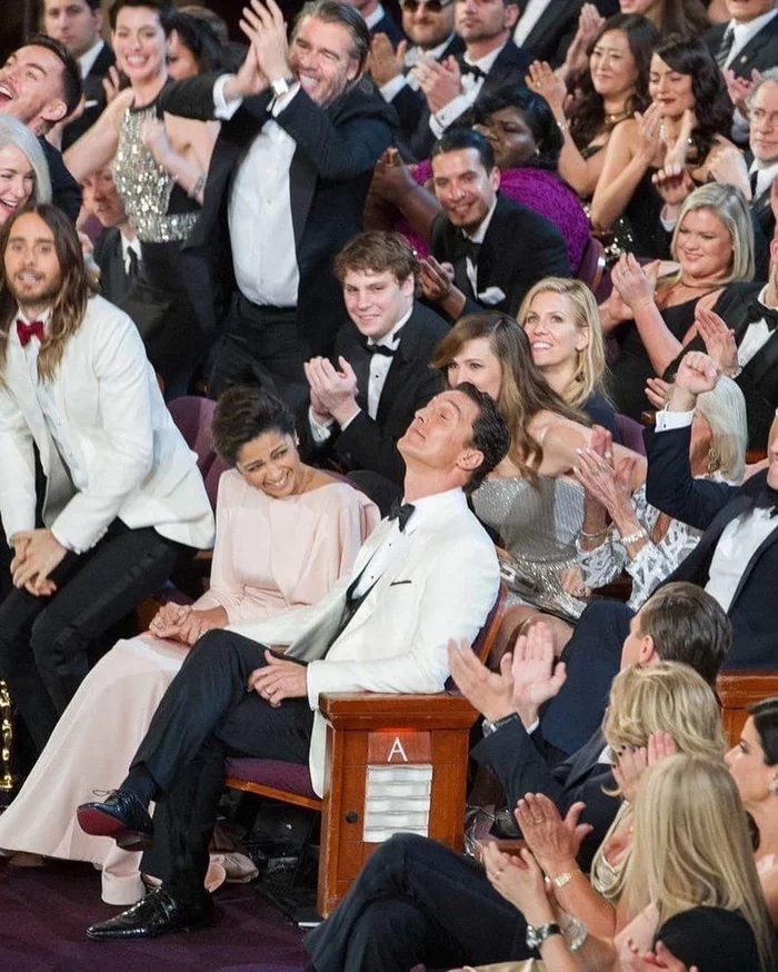 Matthew McConaughey at the 2014 Oscars for Best Actor in Dallas Buyers Club - Matthew McConaughey, Jared Leto, Dallas Buyers Club, Actors and actresses, Celebrities, Oscar, The photo, Moment, From the network, 2014