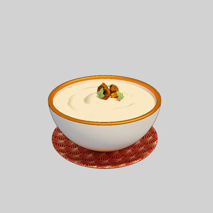 Cream soup in Blender - My, Blender, 3D modeling, 3D, Computer graphics