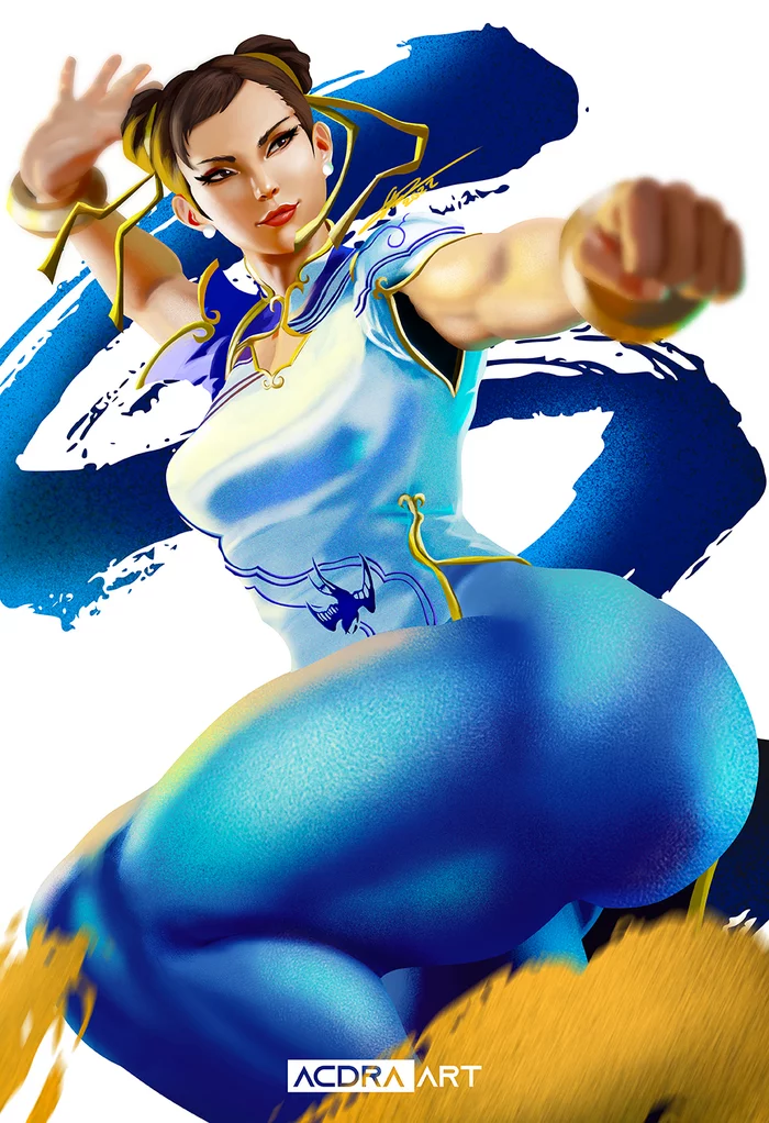 Chun-Li - NSFW, , Muscleart, Strong girl, Art, Chun-Li, Street fighter, Erotic, Hand-drawn erotica, Boobs, Longpost