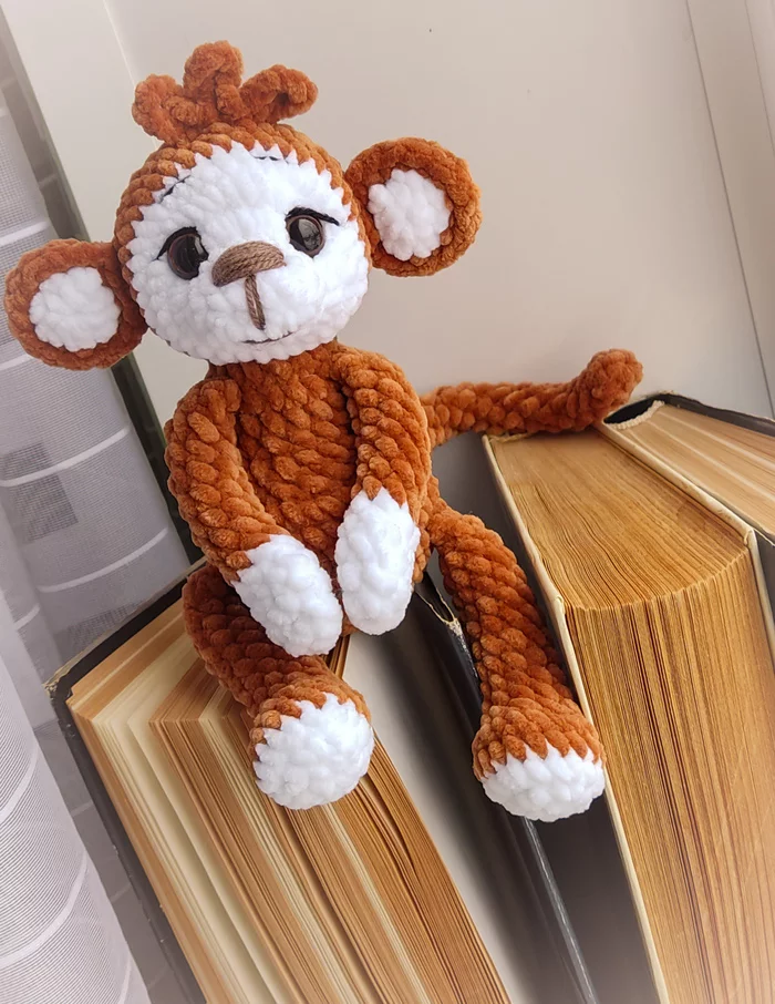 Monkey - My, Knitted toys, Crochet, With your own hands, Interior toy, Needlework without process, Handmade, Plush Toys, Plush yarn, Monkey, Holder, Curtains, Longpost