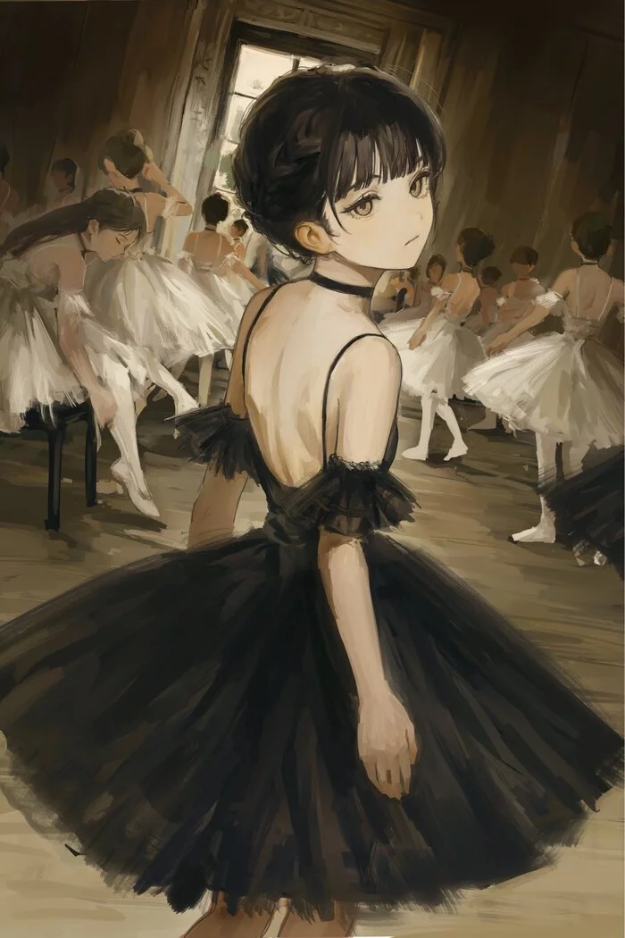 Black Swan - Drawing, Girls, Sight, turn around, Ballerinas, Anime art, Art