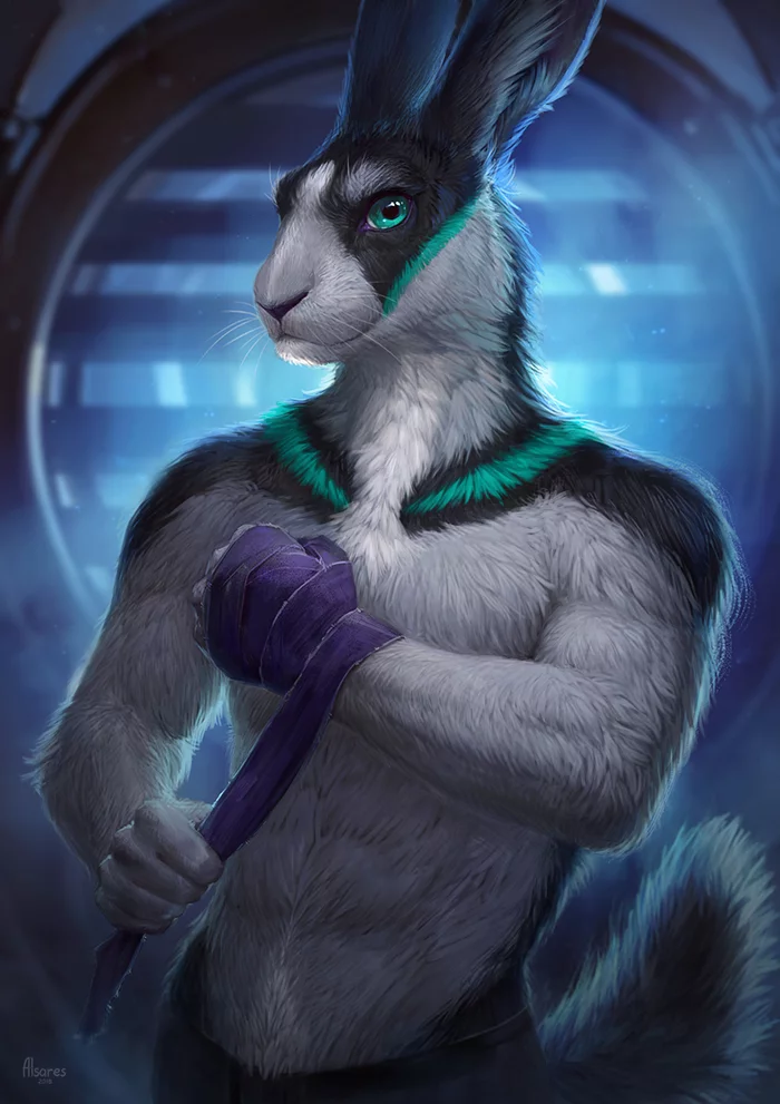 Underground Fighter - Furry, Furry art, Hybrid, Furry Hybrid, Furry canine, Furry dog, Hare, Husky, Fighter, Illegal fighting