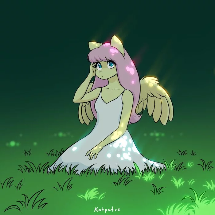 На природе - My Little Pony, PonyArt, Fluttershy, Антро, Katputze