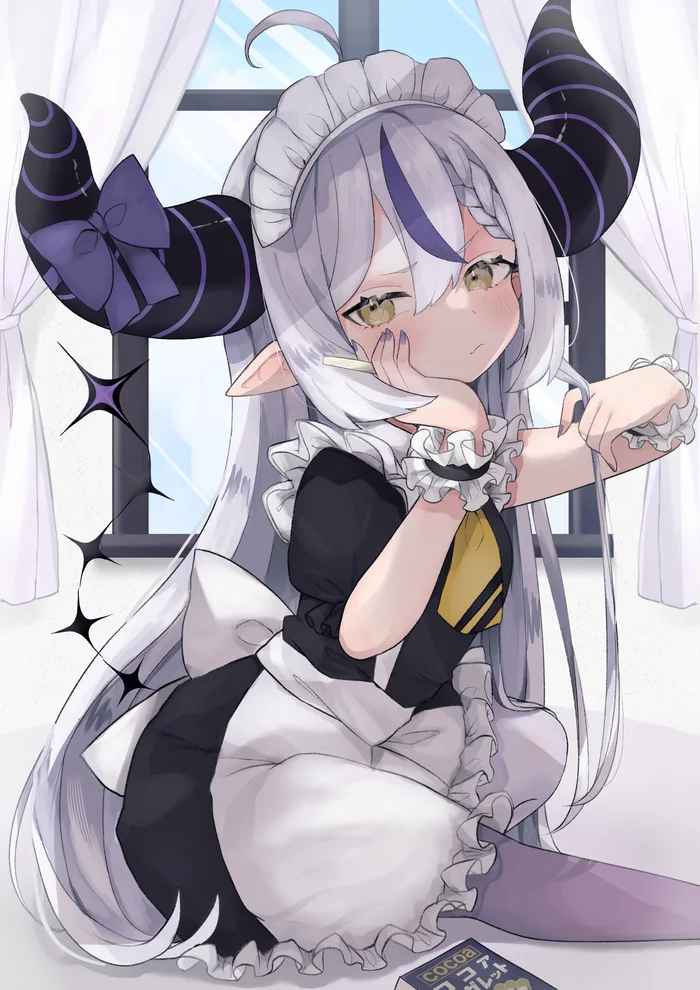 Maid Laplus - Virtual youtuber, Hololive, Laplus Darkness, Loli, Housemaid, Anime art, Pixiv, Longpost