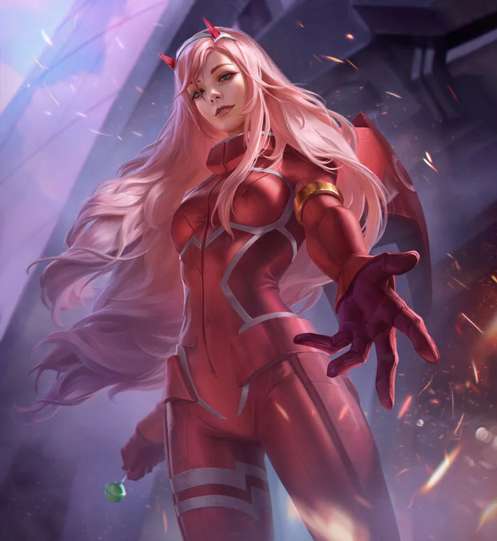 Zero Two - Арт, Artstation, Аниме, Darling in the Franxx, Zero Two, Anime Art