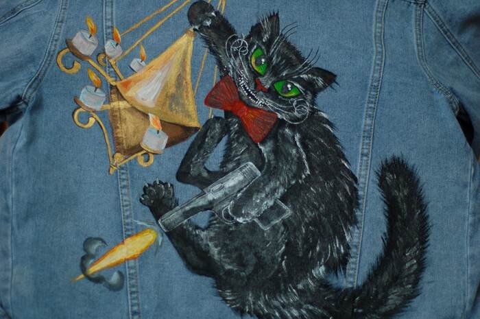 Behemoth cat - My, Handmade, Drawing, Art, Michael Bulgakov, cat, hippopotamus, Acrylic, Paints, Longpost