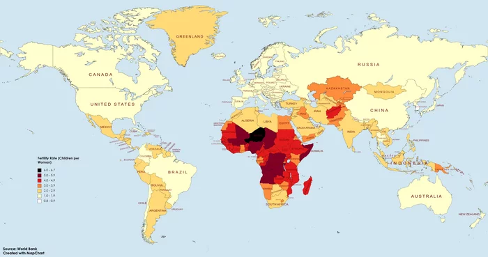 Fertility rate around the world - Cards, Fertility, Population, Reddit