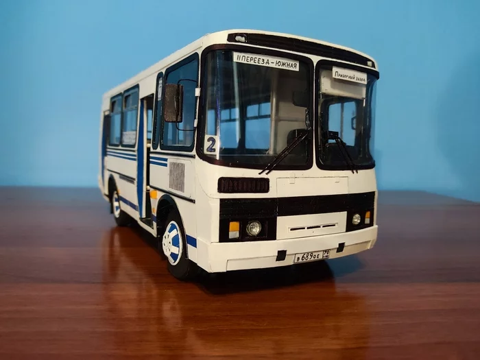 PAZ 32051 from cardboard on radio control - My, Homemade, Groove, Radio controlled models, Bus, Cardboard, With your own hands, Video, Longpost, Needlework without process