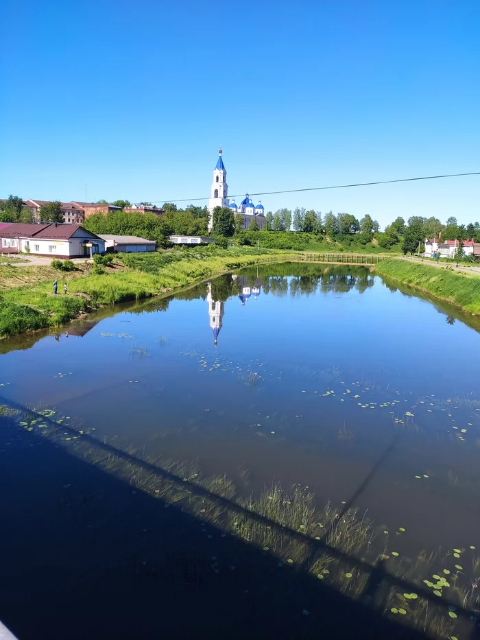 В отражение - Моё, Кашин, Россия, Церковь, Река, Мобильная фотография, Тверская область