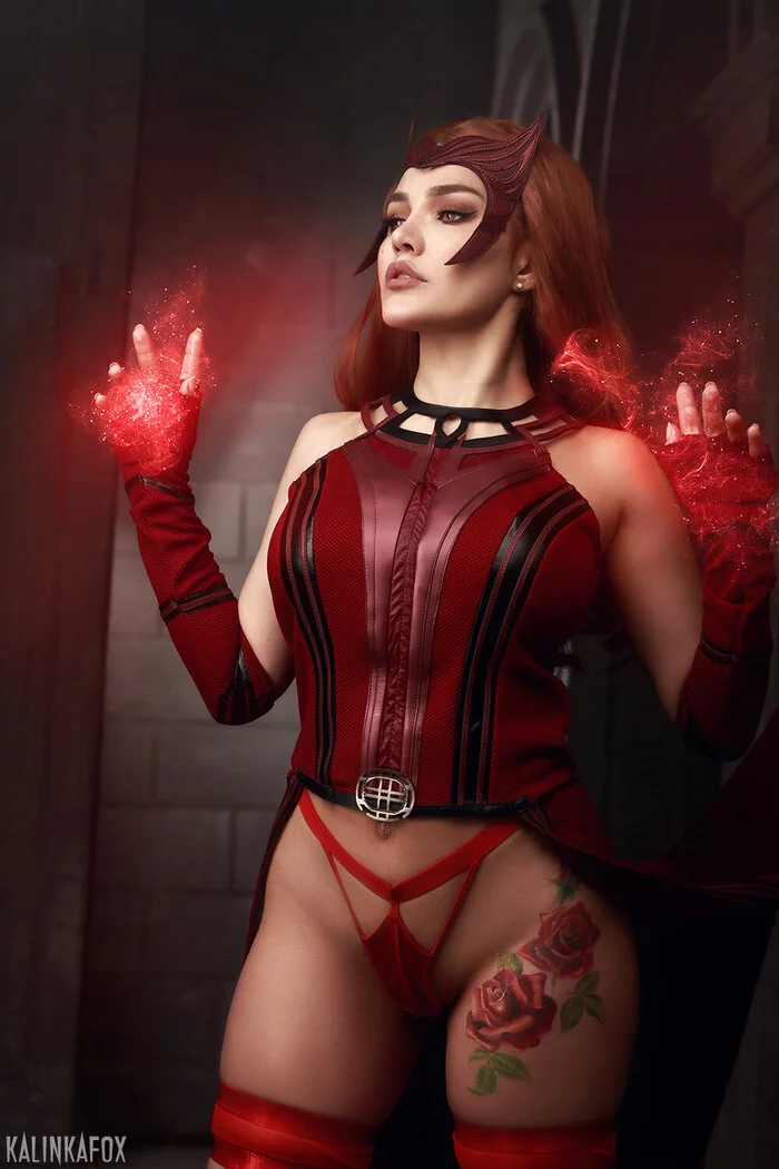 Кристина Финк [Kalinka Fox] - Scarlet Witch - NSFW, Эротика, Косплей, Сиськи, Девушки, Кристина Финк, Marvel, Киновселенная Marvel, Алая Ведьма, Вандавижен, Длиннопост