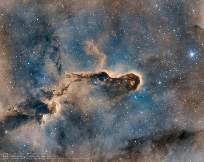 The Elephant Trunk Nebula through an amateur telescope - My, Astrophoto, Astronomy, Stars, Space, The science, Observatory, Telescope, Nebula, Starry sky, Universe