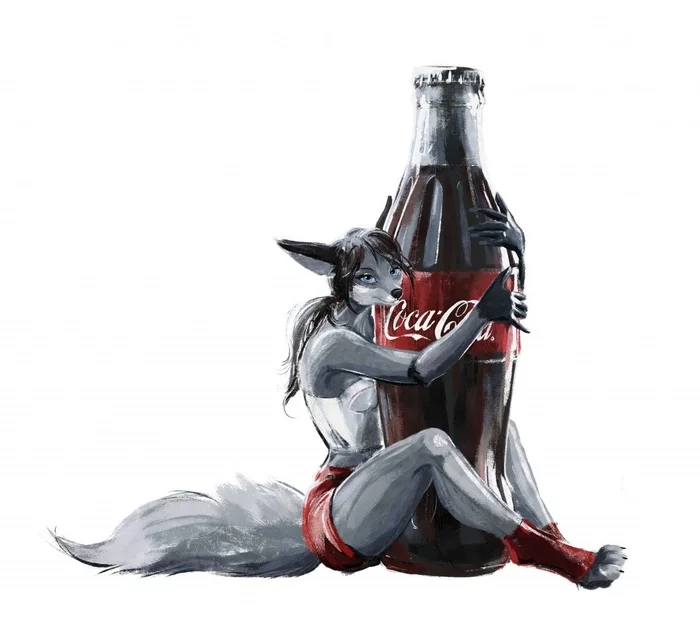 Goodbye Coca-Cola! - My, Art, Creation, Fox, Drawing, Coca-Cola, Painting, Furry, Digital drawing