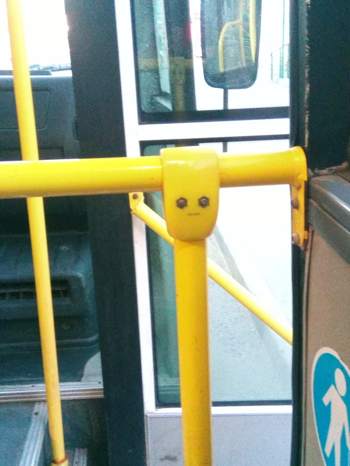 The handrail in the minibus has seen a lot in his life - Public transport, A life, He saw everything, Pareidolia