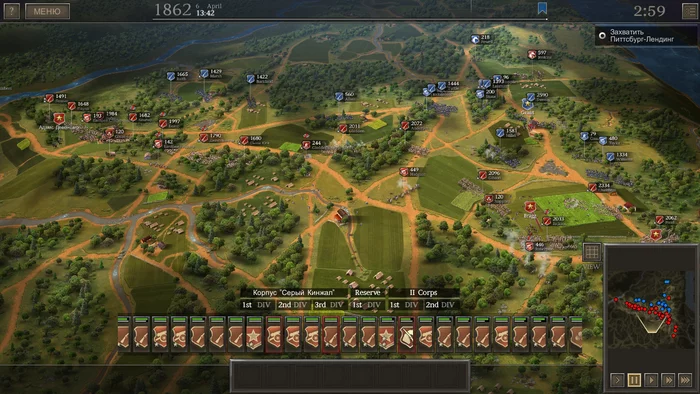 Ultimate General: Civil War - Корпус Девоншира при Шайло, часть вторая - Моё, Ultimate General: Civil War, Стратегия, Игры, Компьютерные игры, Aar, Литстрим, Мат, Длиннопост