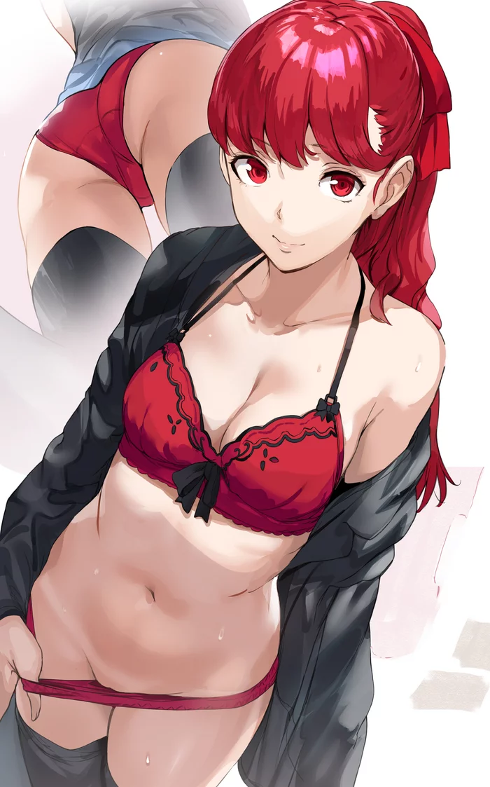 Yoshizawa Kasumi - NSFW, Anime, Anime art, Persona, Persona 5, Kasumi Yoshizawa, Underwear, Pantsu, Boobs, Booty, Stockings, Hand-drawn erotica, Erotic, Hews