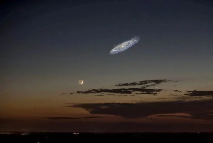 This is what our sky will look like in the future due to the fact that the Andromeda galaxy is constantly approaching us - Space, Planet, Picture with text, Andromeda Nebula